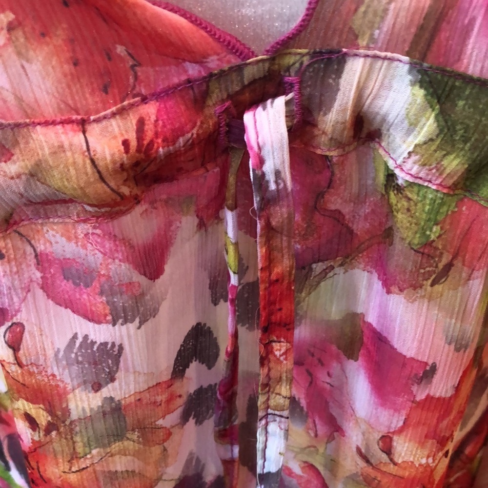 BECCA Flutter Sleeve Floral Semi Sheer Swim Cover up Women’s size XS/S New - Picture 5 of 17